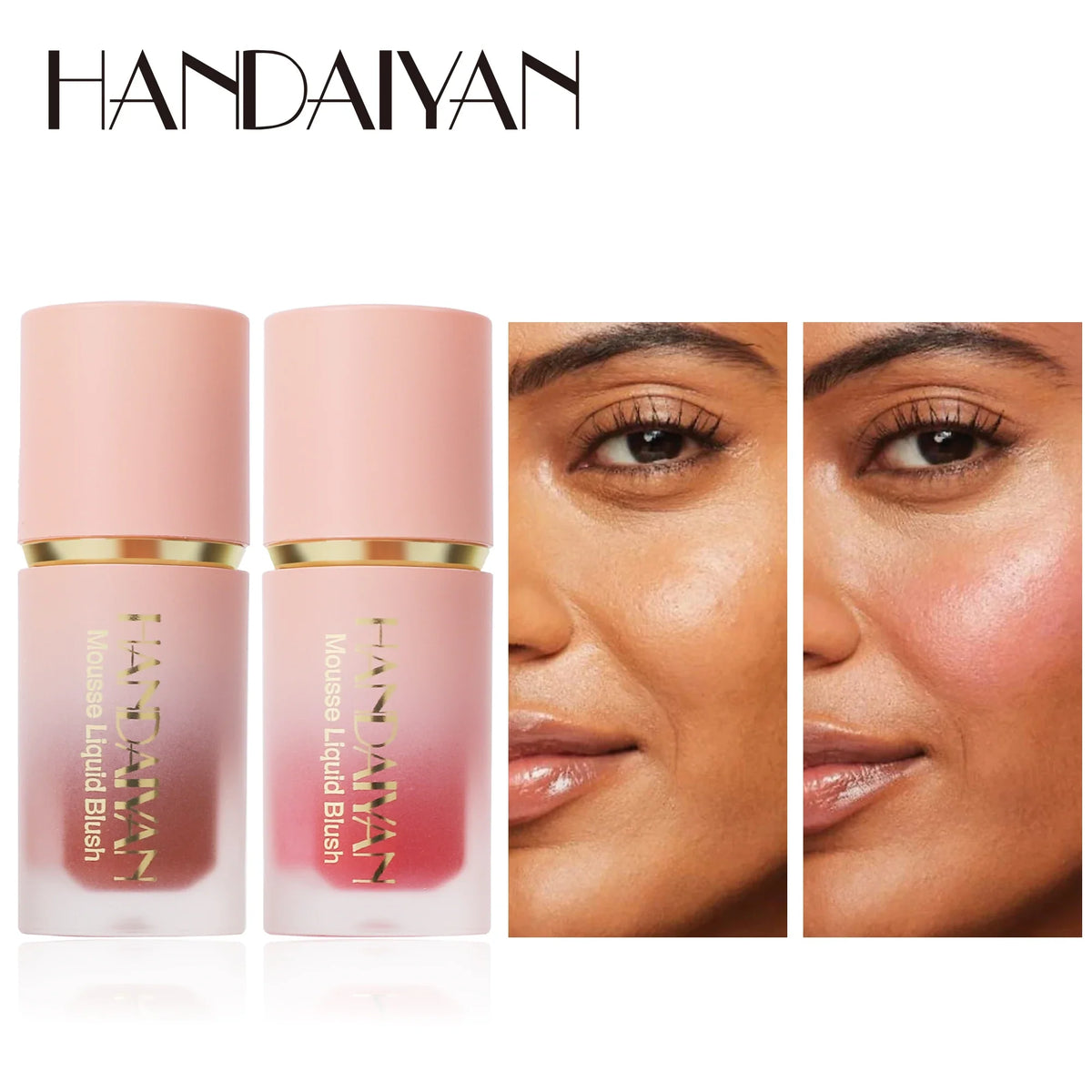 Blushimmer 6-color matte liquid blush palette with sponge applicator, long-lasting waterproof blush for natural, easy application.