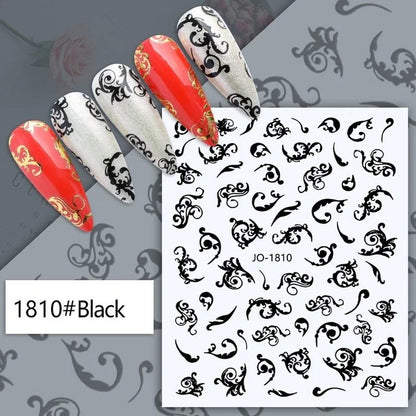Black and white Blushimmer nail art stickers featuring sexy woman and girl designs for press-on nail decoration and body accessories.