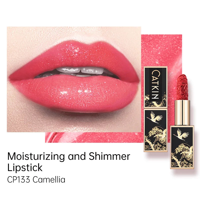 Blushimmer CATKIN Velvet Matte Lipstick in a sleek tube, showcasing smooth, creamy hydrating satin lipstick with a long-lasting finish.