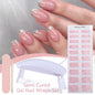 Blushimmer Harunouta 4-piece gradient jelly semi-cured gel nail strips with nude pink waterproof stickers and matching nail lamp.