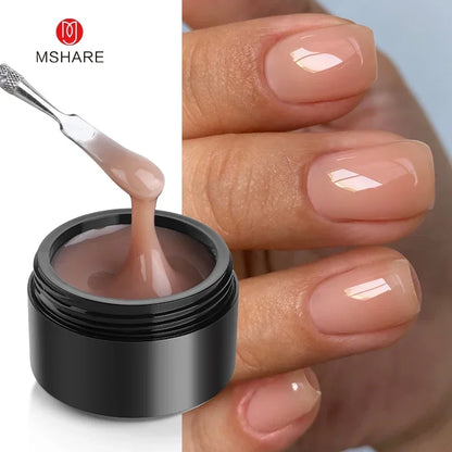 Blushimmer MSHARE 50ml pink gel builder for nails, UV and LED self-leveling gel for nail extension and construction.