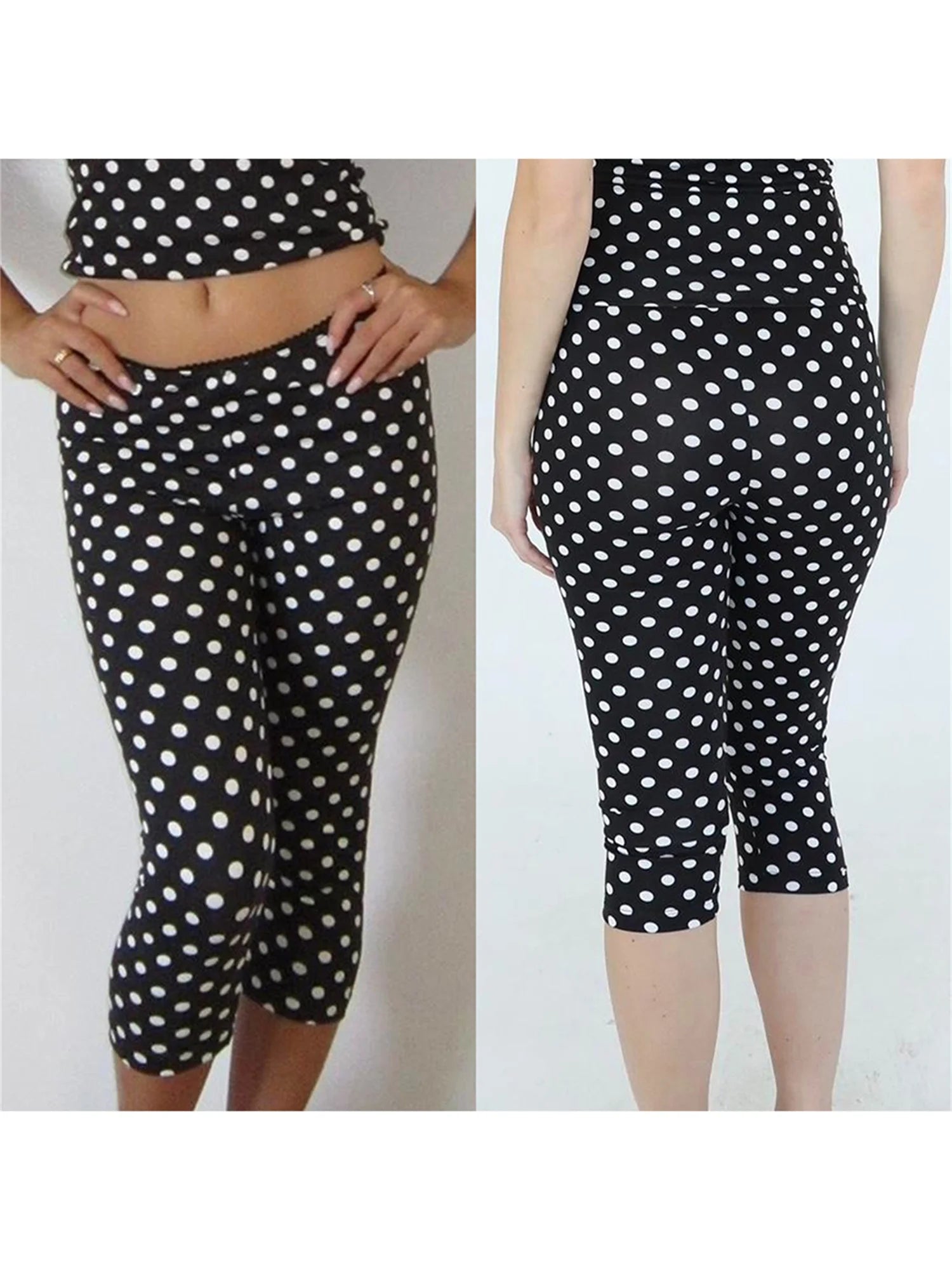 Floral Print High Waist Cropped Leggings with Ruffle Hem for Women Stretchy  Fit Capris Pants for Summer Style