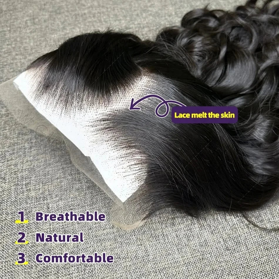 Brazilian 40-42 inch human hair wig with body wave, HD lace frontal, pre-plucked baby hair, glueless, soft bouncy virgin Brazilian hair