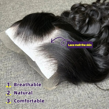 Brazilian 40-42 inch human hair wig with body wave, HD lace frontal, pre-plucked baby hair, glueless, soft bouncy virgin Brazilian hair