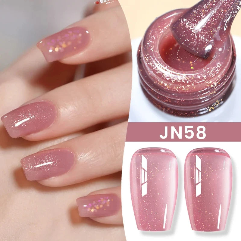 Blushimmer Born Pretty Jelly Nude Gel Nail Polish in light pink peach, translucent 10ml UV cure gel for nail art and DIY at home