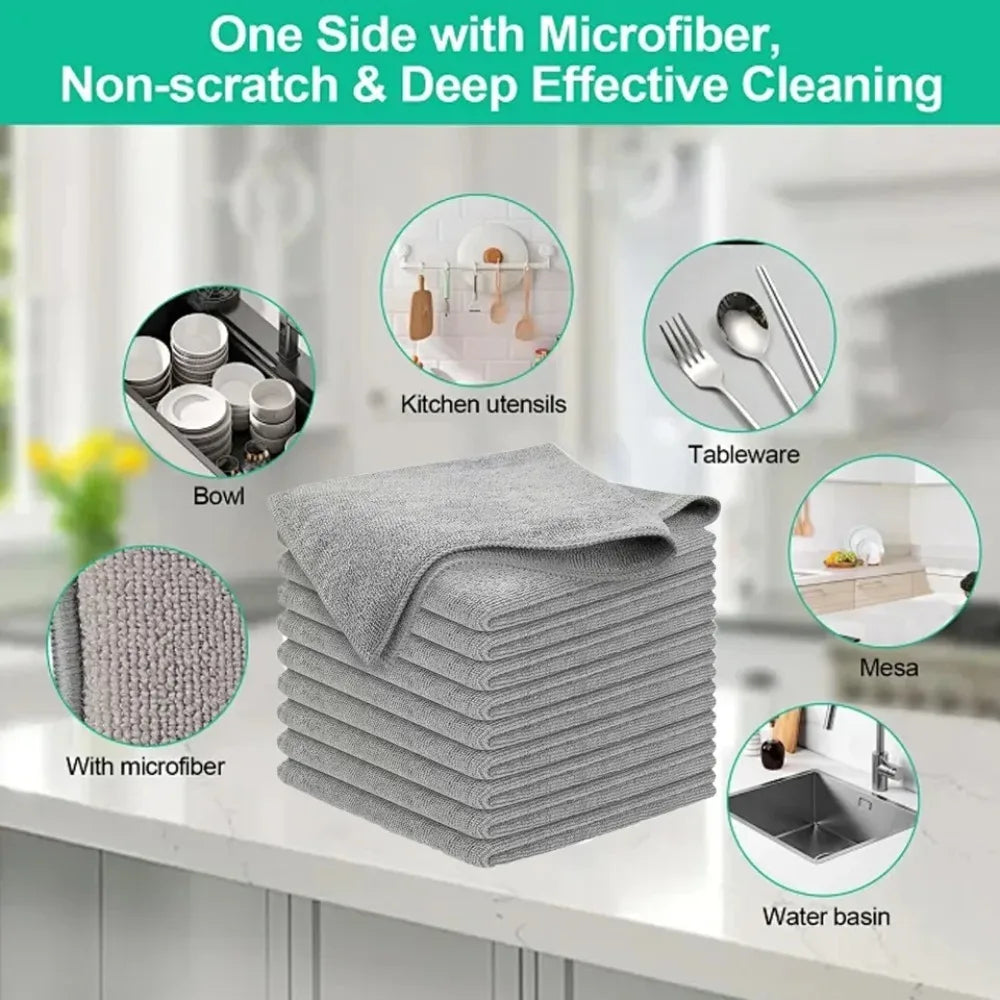 5/10/20 Item 5: Kitchen Towels, Ultra-fine Fiber Light Gray Cleaning Cloth Set, Soft and stain-resistant fabric