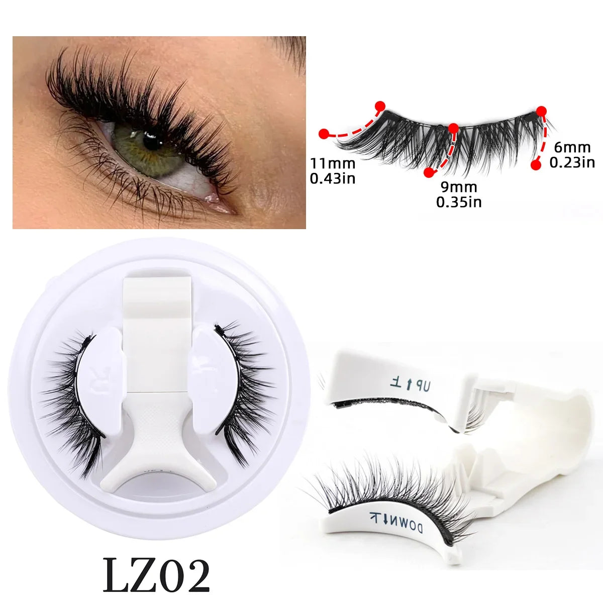 Pair of handmade fluffy faux mink magnetic eyelashes with magnetic tweezers, natural false lashes by Blushimmer.