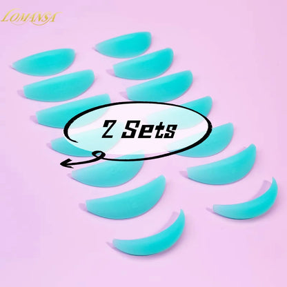 Blushimmer Lomansa 7 Pairs L Curl Silicone Eyelash Perm Pads with sticky lash rod shields for 3D eyelash lifting and curling.
