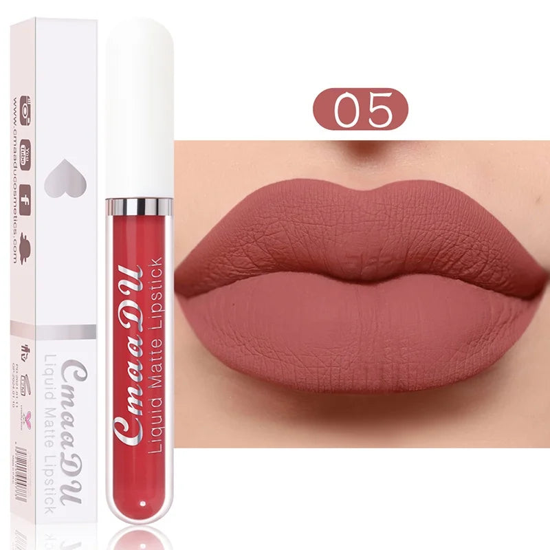 Blushimmer velvet matte liquid lipstick in vibrant red, waterproof, nonstick lip gloss with long-lasting, smooth lip makeup.