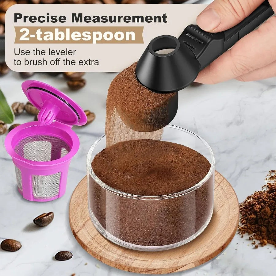 Coffee Scoop Funnel for Reusable K Cup Refillable Coffee Pods with 2 Tablespoon Capacity Measuring Spoon with Integrated Funnel