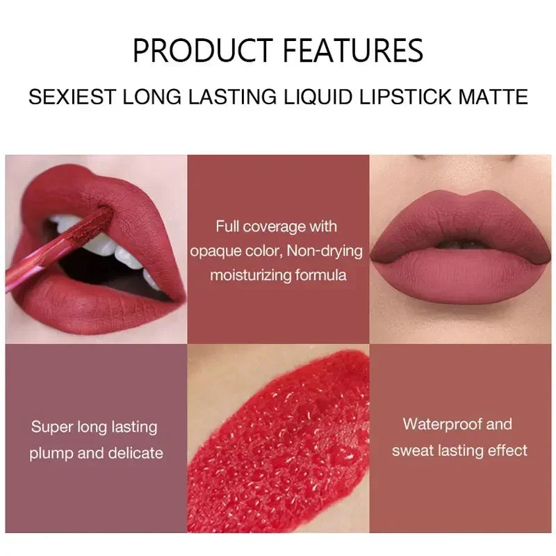 Blushimmer HANDAIYAN 6-piece lipstick set with waterproof, long-lasting matte lipsticks in various shades, Korean makeup style.