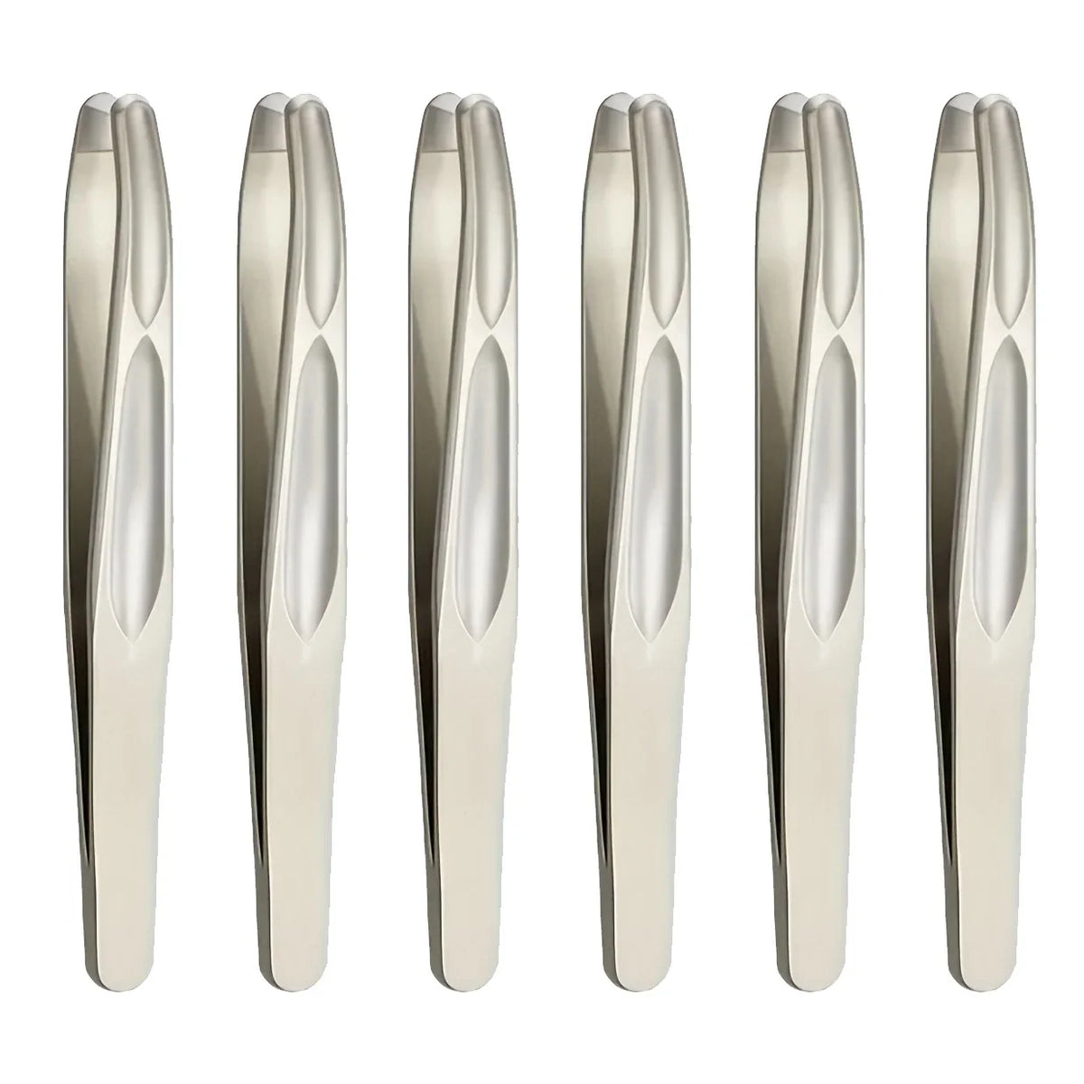 Blushimmer premium round head tweezers for eyebrow and facial hair removal, with seamless clips for precise short hair grooming.
