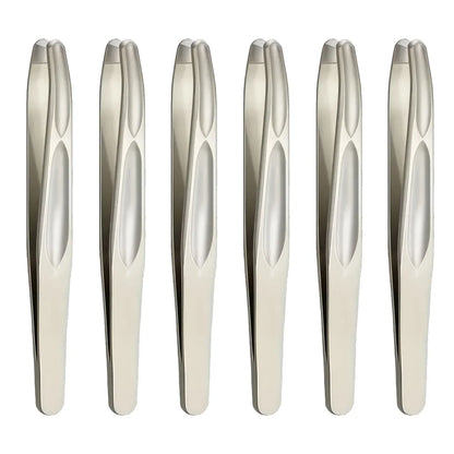 Blushimmer premium round head tweezers for eyebrow and facial hair removal, with seamless clips for precise short hair grooming.