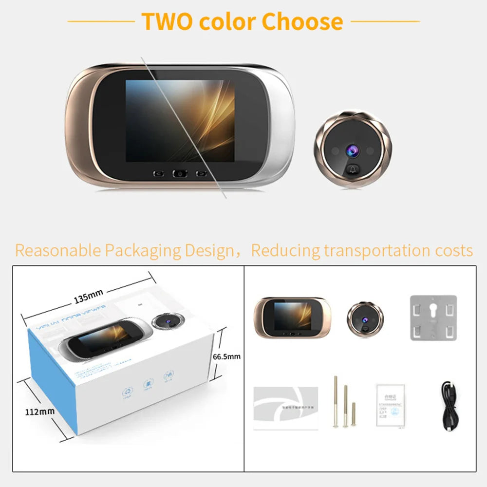 Digital Door Viewer Peephole Door Camera Doorbell 2.8-inch Night Vision Photo Shooting Digital Door Monitoring for Home Security