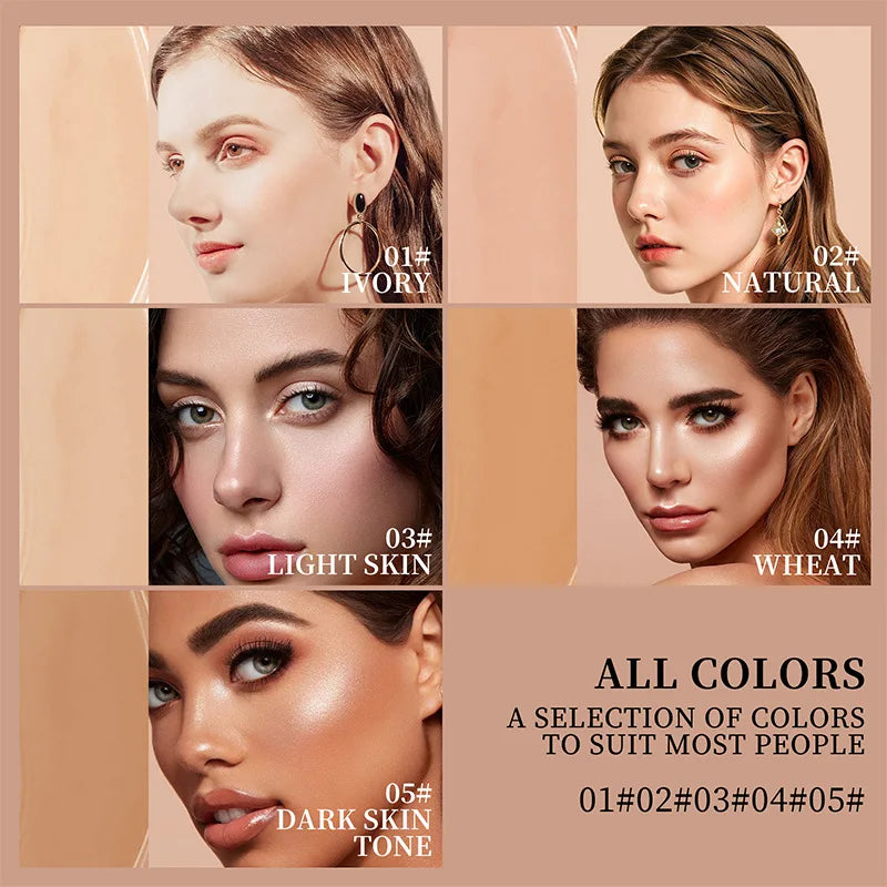 Blushimmer cream foundation stick with satin finish, waterproof full coverage foundation for flawless concealment.