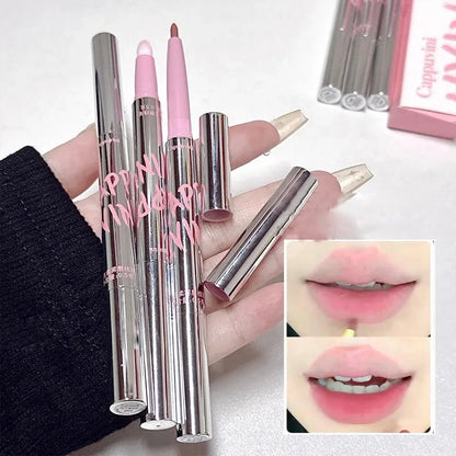 Blushimmer Cappuvini nude lip liner with matching lip brush, Korean style long-lasting velvet matte lipstick in a sleek tube.