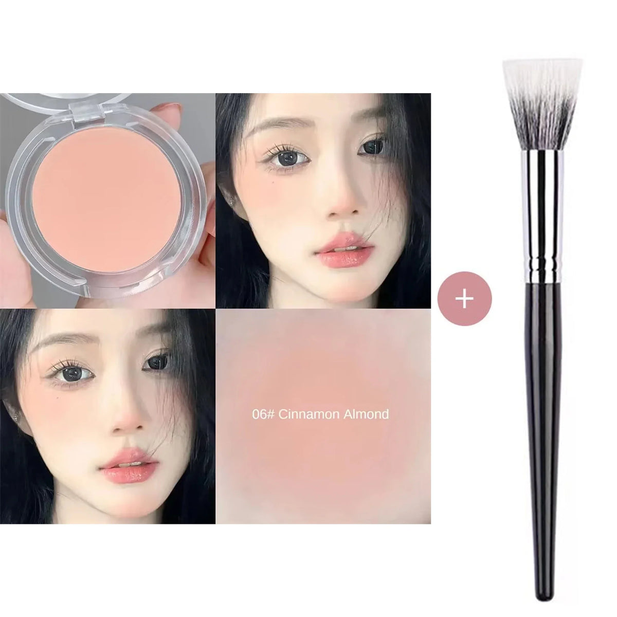 Blushimmer monochrome blush powder in natural matte pink for face contouring and brightening, waterproof facial makeup.