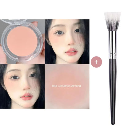 Blushimmer monochrome blush powder in natural matte pink for face contouring and brightening, waterproof facial makeup.
