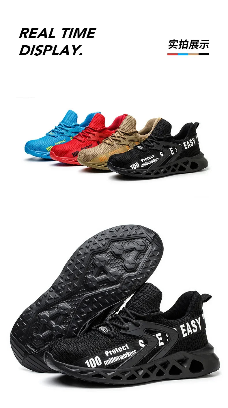 Steel Toe Safety Shoes Men Women Lightweight Work Sneakers Puncture Proof Work Shoes Unisex Coustruction Safety Work Boots