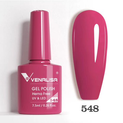 Venalisa Blushimmer glitter gel polish in pink nude, full coverage UV and LED soak-off French nail design with shimmer details