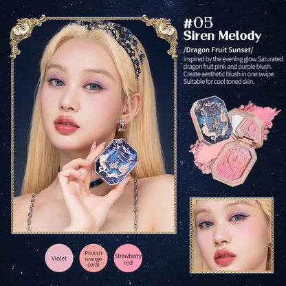Blushimmer Flower Knows Moonlight Mermaid cheek blush powder with gradient pink shades in matte finish, vegan and cruelty-free makeup.