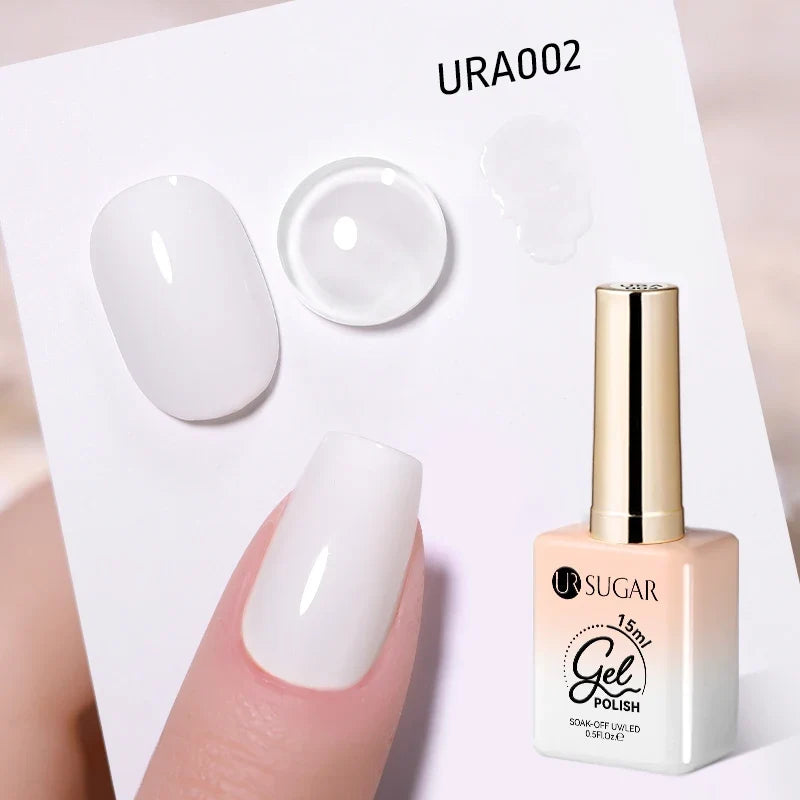 Blushimmer UR SUGAR 15ml translucent white gel polish for semi-permanent UV gel nail art, soak-off varnish, jelly finish