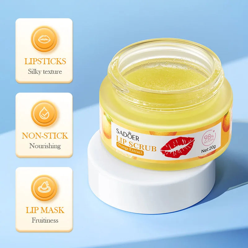 SADOER Fruit Lip Scrub Cream Moisturizing Lips Plumper Hydrating Nourishing Avocado Orange Strawberry Lip Mask Lipstick Care