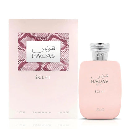 100ml Rasasi Hawas for Men Eau de Parfum bottle by Blushimmer, featuring sleek design and luxurious masculine fragrance.