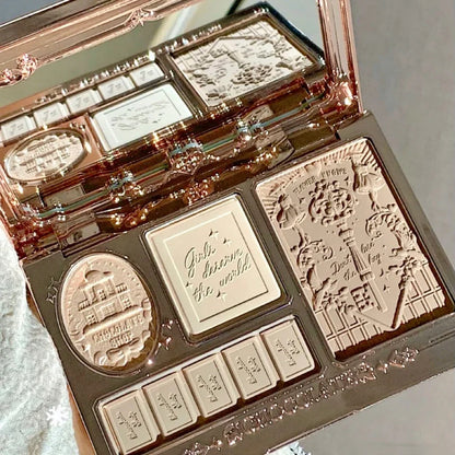 Blushimmer Flower Knows Chocolate Wonder-Shop highlighter contour powder face palette with bronzer and illuminator for women