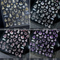 Silver snowflake Christmas nail stickers by Blushimmer, self-adhesive metal decals for winter holiday nail art and manicures.
