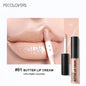 Blushimmer waterproof liquid lipstick in shade 21, featuring vitamin E, lip gloss and lip plumper in sleek makeup set.