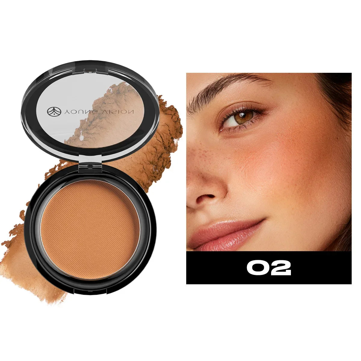 Blushimmer silky matte bronzer and contour powder palette with 3D face shaping and nose shadow makeup for long-lasting contouring.