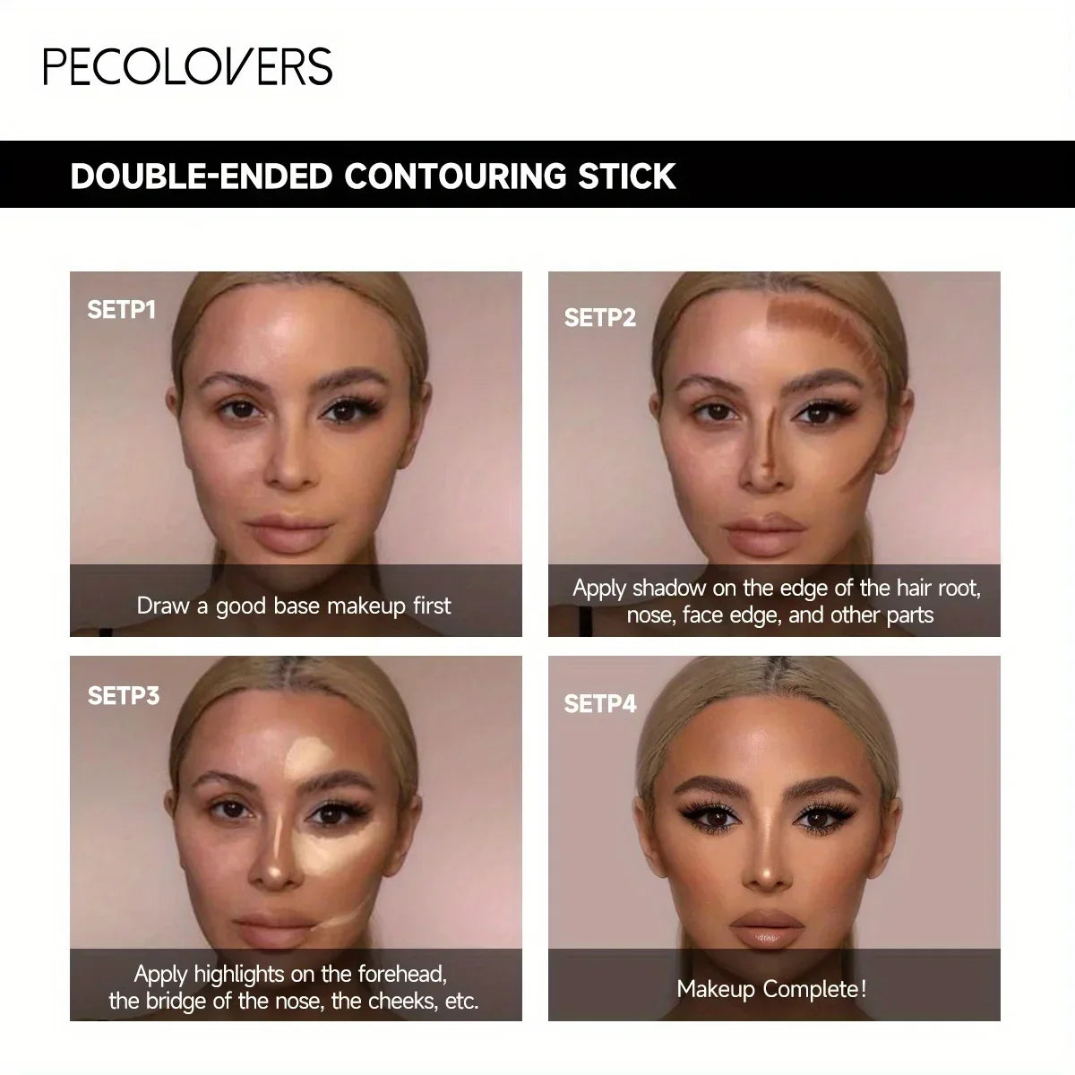 Blushimmer double head highlight and contour pen with liquid foundation and concealer for face makeup, waterproof and easy to apply.