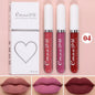 Set of four liquid lipsticks by Blushimmer featuring waterproof, long-lasting matte lip glosses in black, blue, purple, and green shades.