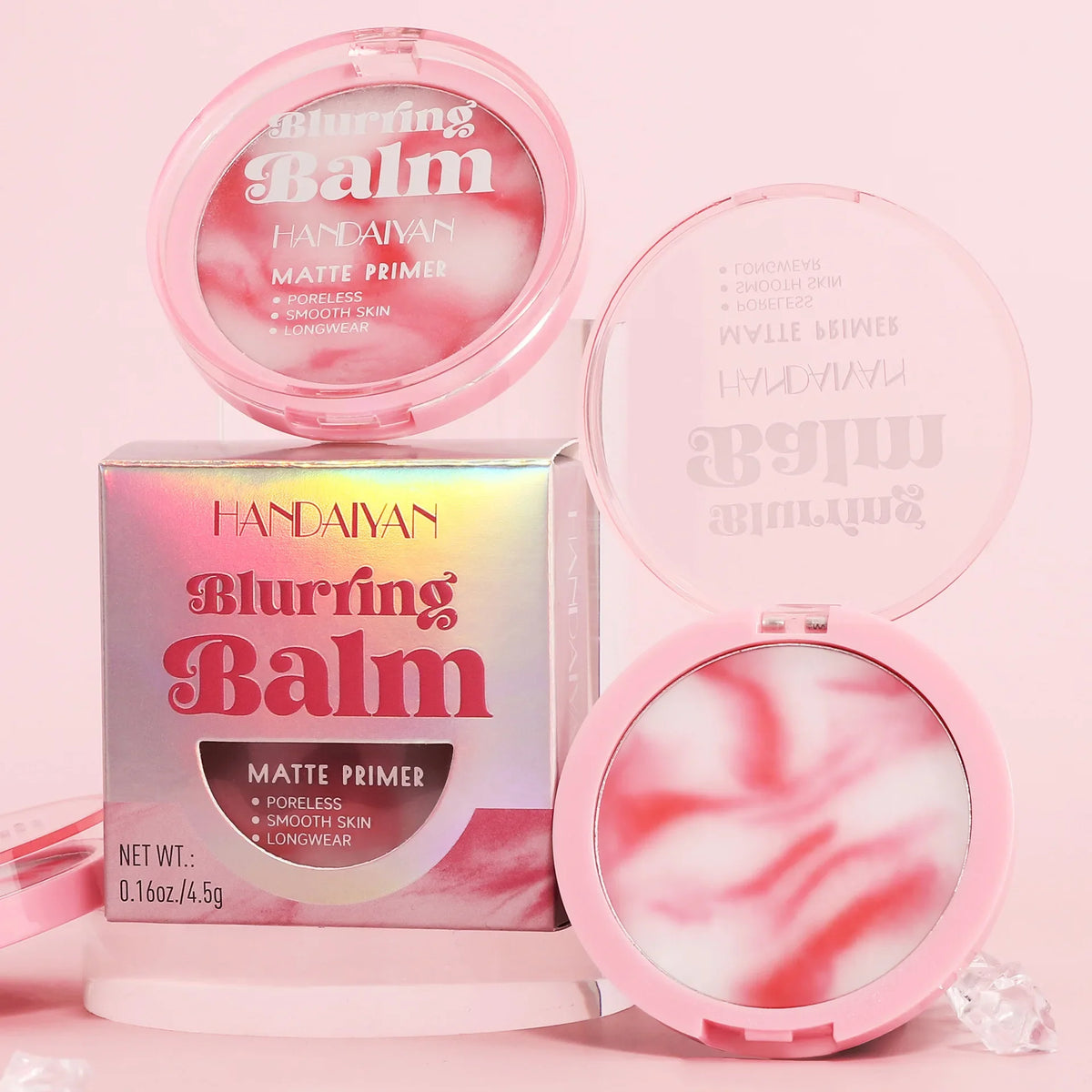 Blushimmer loose face powder with puff, natural oil control, matte waterproof finish, brightening facial cosmetic makeup product