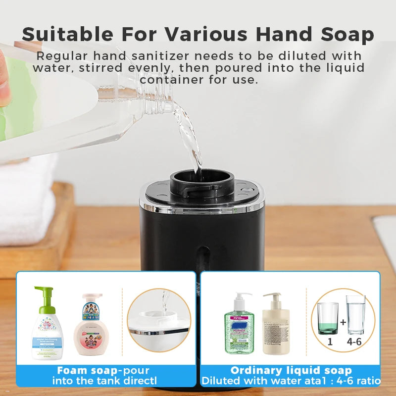 Induction Hand Sanitizer, Automatic Liquid Soap Dispenser, Foam Hand Washing Machine, 400ml Liquid Rechargeable Bathroom Hand Sa