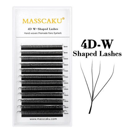 Masscaku 12Lines premium mink 3D-6D false eyelashes with W shape, soft and natural individual lash extensions by Blushimmer.