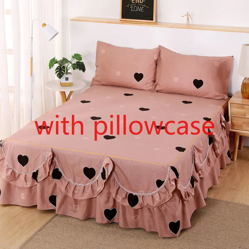 Bed Sheet 3pcs with Pillowcase Household Fashion Washable Skin-friendly Soft Bedding Luxury Bedroom Students Adults Bedspread
