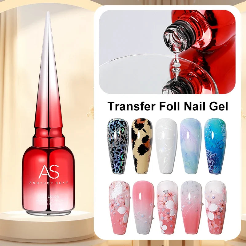Blushimmer 15ml transfer foil gel nail polish with star sticker design, fast-drying soak-off UV/LED gel varnish for nail art.