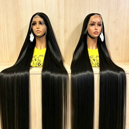 Selvanelle 38-inch bone straight lace front wig with HD lace, pre-plucked, glueless, human hair, 13x6 frontal for women