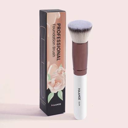 Blushimmer MAANGE 2-piece foundation and blush makeup brush set with soft flat angled kabuki brushes for liquid cosmetics.
