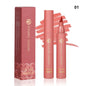 Blushimmer lip tint pen with 6 matte water lipstick shades, featuring smooth application and long-lasting stain, shown with cap off.