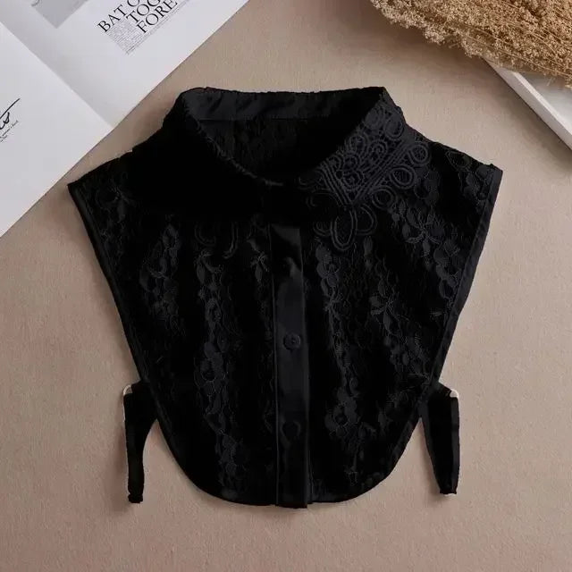 Fashion 2025 Front Tie White Fake Collar for Women Stand Detachable Collar Fake Girls Vintage Lace Ladies False Blouse Collar