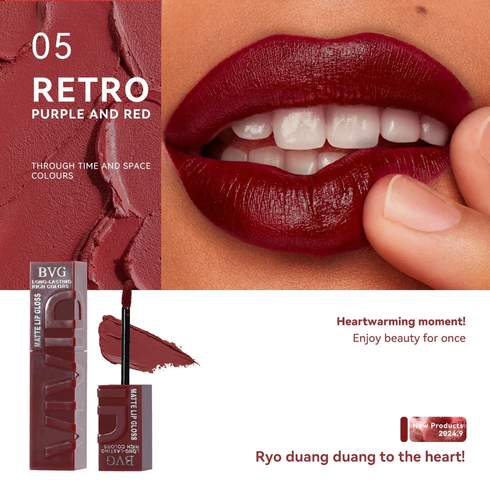 Multi-color matte lasting lip gloss lip gloss, non-greasy, non-fading, high-end warm colors, rich makeup liquid lipstick.