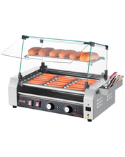 SucceBuy 5 7 11 Rollers Hot Dog Roller Stainless Steel Sausage Grill Cooker Commercial Hot Dog Machine with Dual Temp Control