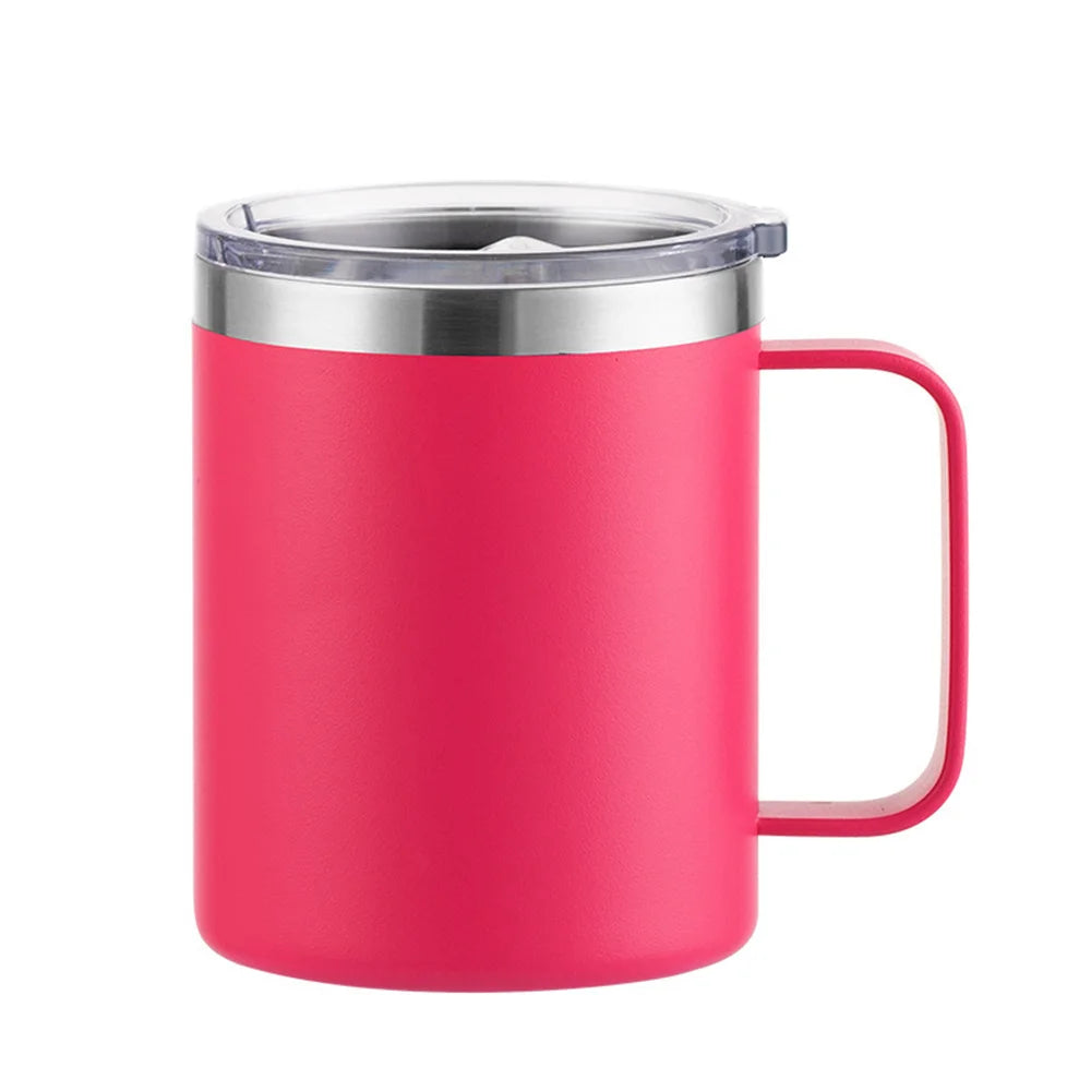 12oz Stainless Steel Mug with Handle Insulated Coffee Cup Insulated Tumbler Sliding Lid Gift for Camping, Office, Home, School