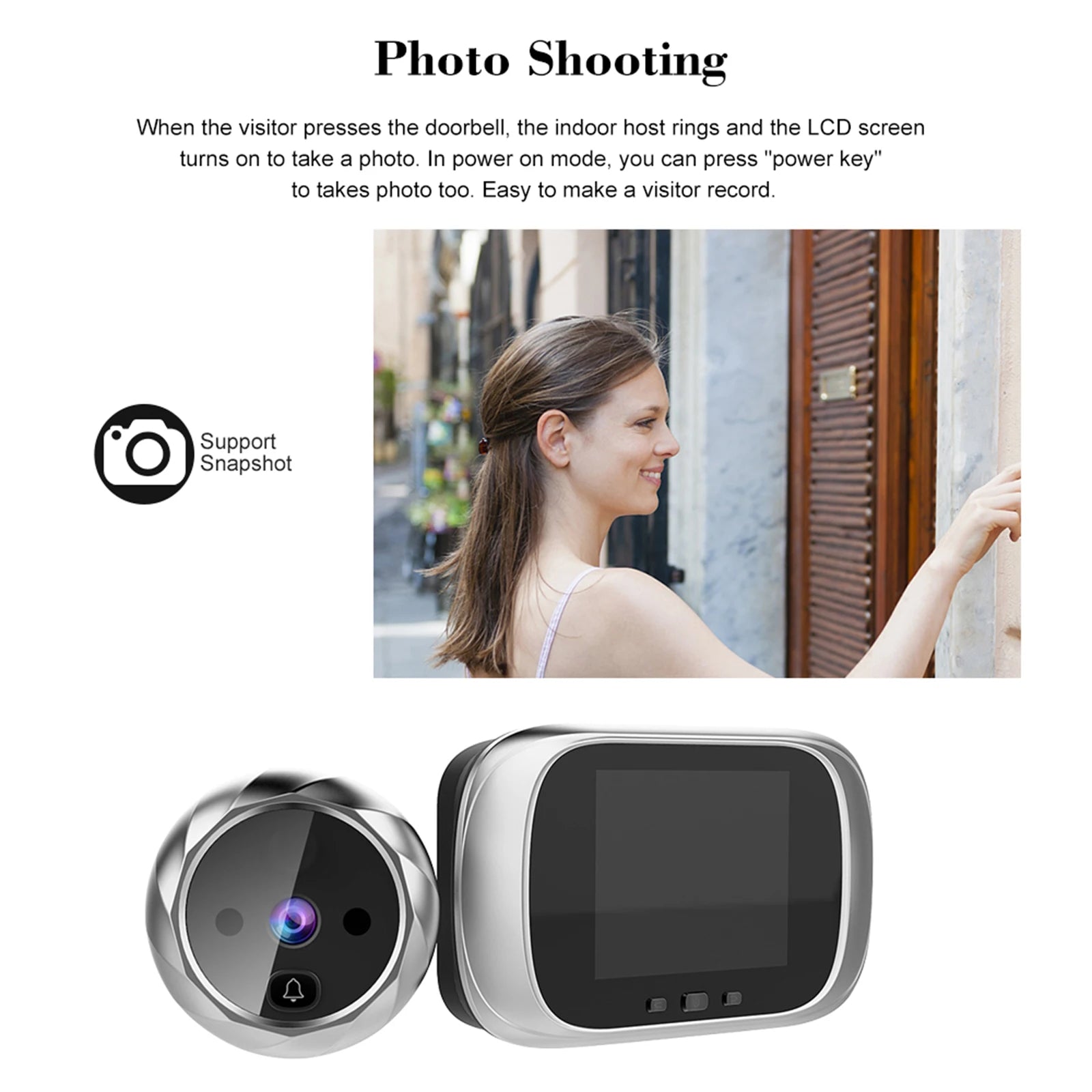 2.8-inch Night Vision Photo Shooting Digital Door Monitoring Digital Door Viewer Peephole Door Camera Doorbell for Home Security