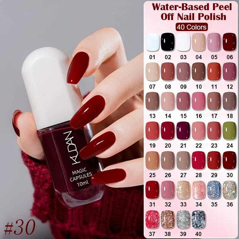 10ml Water-Based Peel Off Nail Polish 40 Colors Long Lasting Quick Drying No Need of Lamp to Cure Nail Supplies Manicure Nails