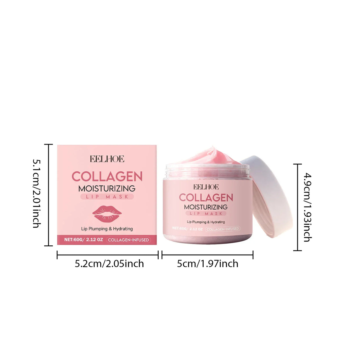 Blushimmer collagen lip mask for overnight repair, moisturizing and nourishing dry, flaky lips with a smooth, soft finish.
