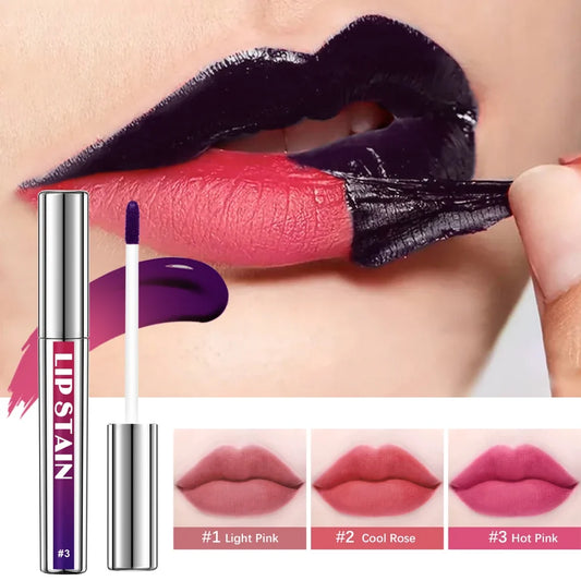 Blushimmer pink peel-off lip stain with long-lasting, waterproof, transfer-proof formula, natural finish, and non-stick cup effect.